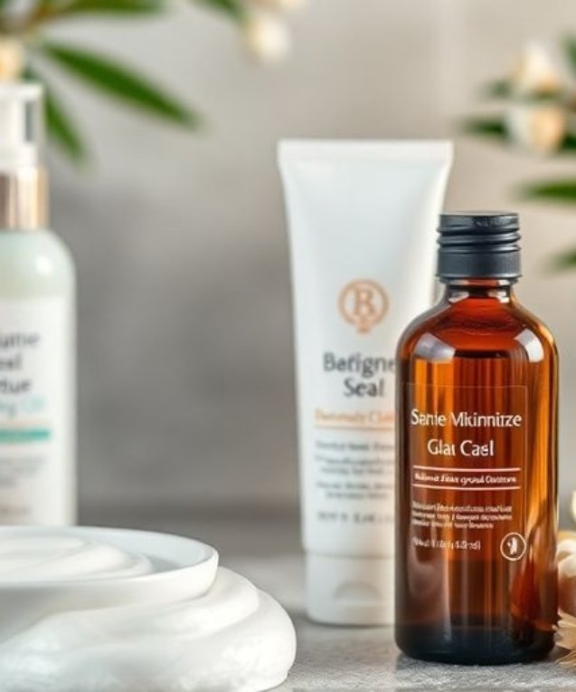 Produits de soin corp dans un cadre apaisant.