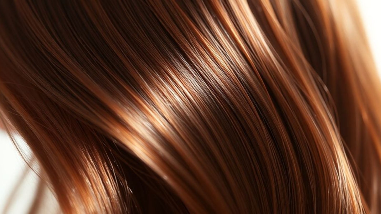 Cheveux brillants et sains sous une lumière douce.